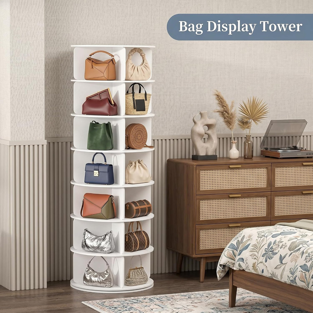 Cushore 7 Tier Rotating Shoe Rack Tower, 360° Spinning Shoe Display Lazy Susa...