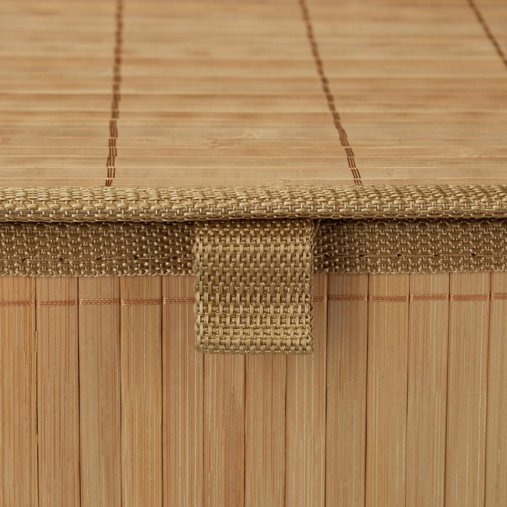 Relaxdays Storage Bin, Set of 2, Bamboo and Polyester, Practical Lid, for Bat...