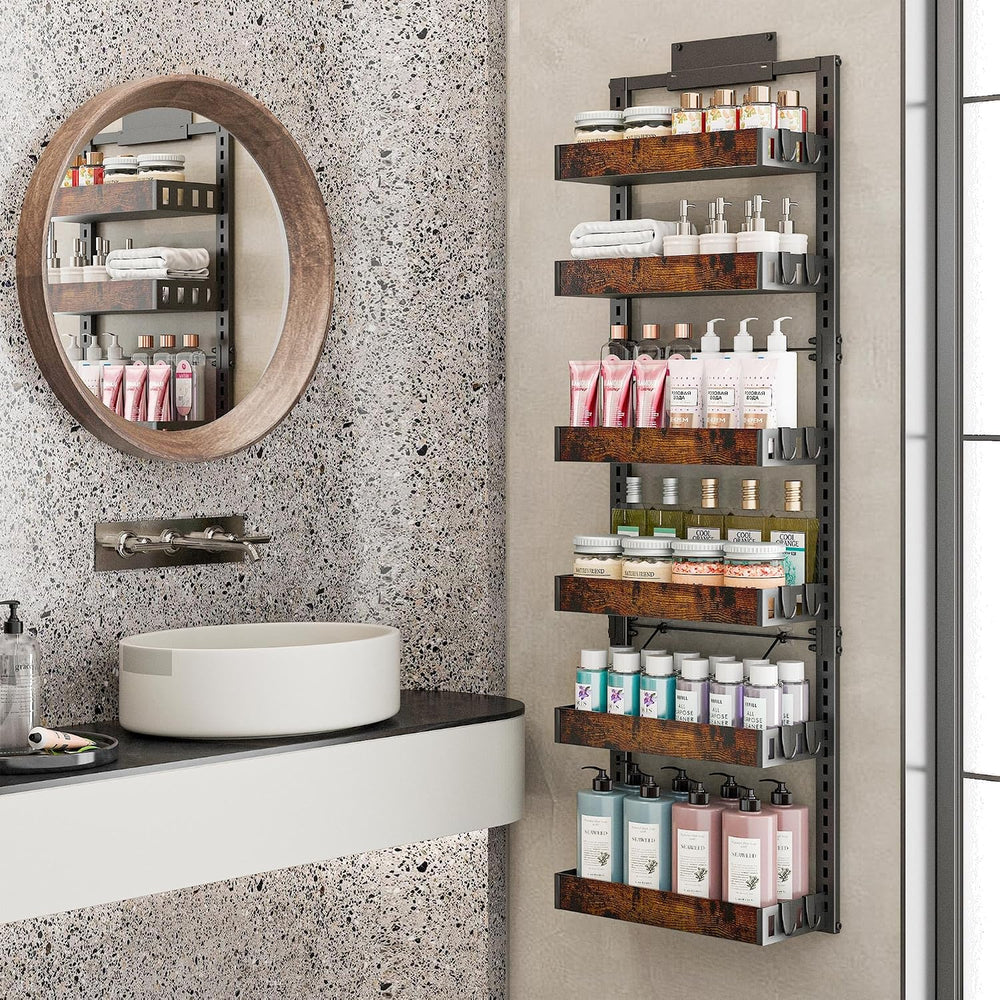 6-Tier Over the Door Pantry Organizer, Adjustable Basket Spice Rack
