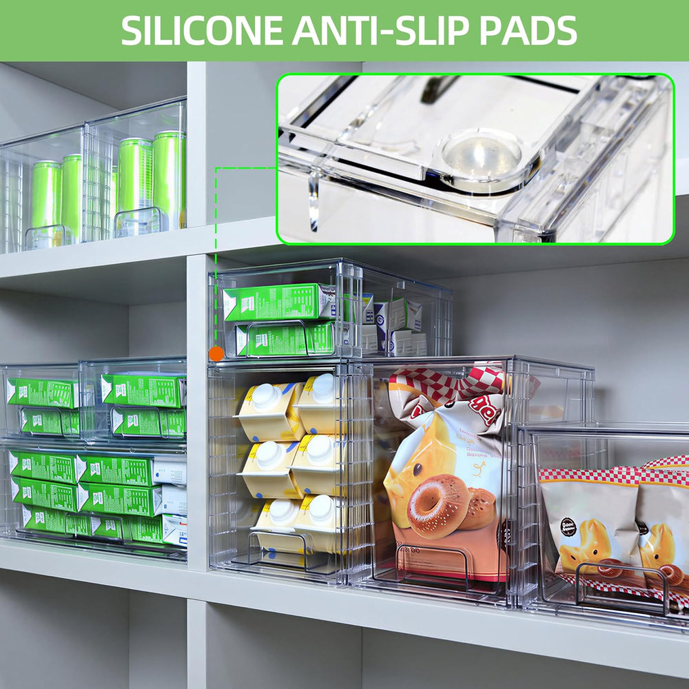 Wide Large Stackable Storage Drawers(2 Pack),Multi-purpose Clear Plastic Orga...