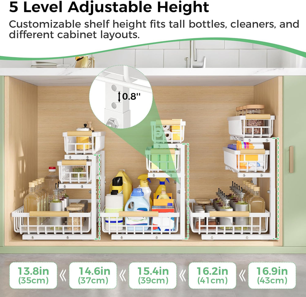 3 Tier Under Sink Organizer: Pull Out Cabinet Storage for Bathroom,2 Pack