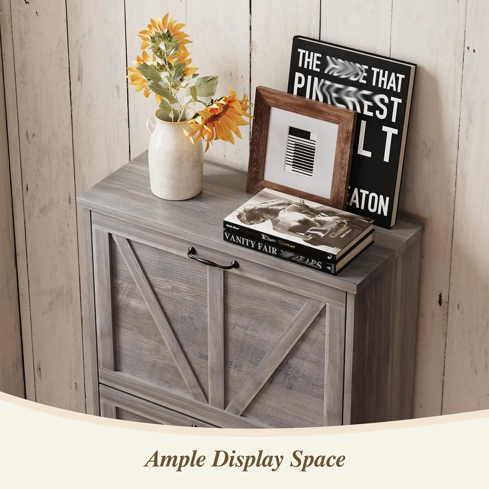 Semiocthome Farmhouse Shoe Storage Cabinet with 2 Flip Drawers, 23.6"(W)...
