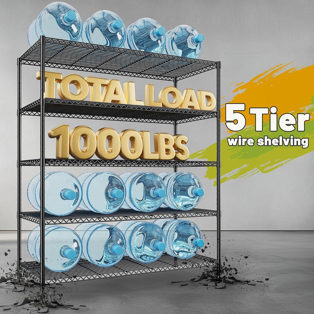 REIBII Heavy Duty 5-Tier Storage Shelves, 45.5''W for Kitchen Garage,...