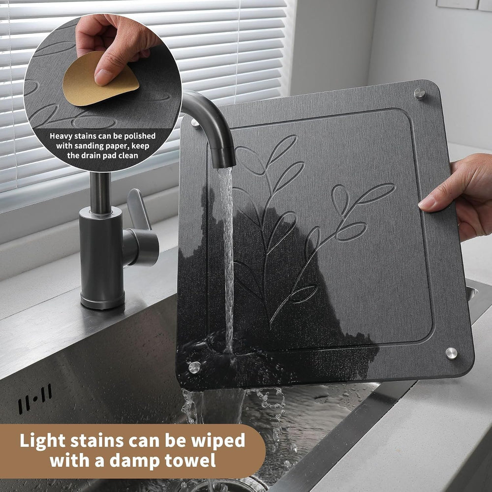 3-Piece Stone Dish Drying Mat for Kitchen Counter