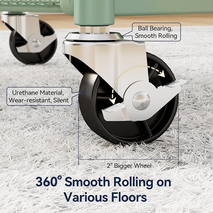 YASONIC 3 Tier Rolling Cart – Metal Utility Storage Cart