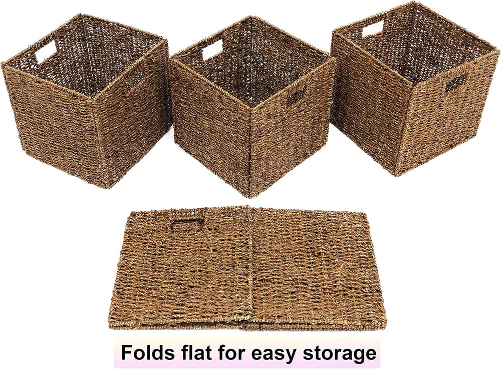 Foldable Storage Basket with Iron Wire Frame By Trademark Innovations (Set of 4)