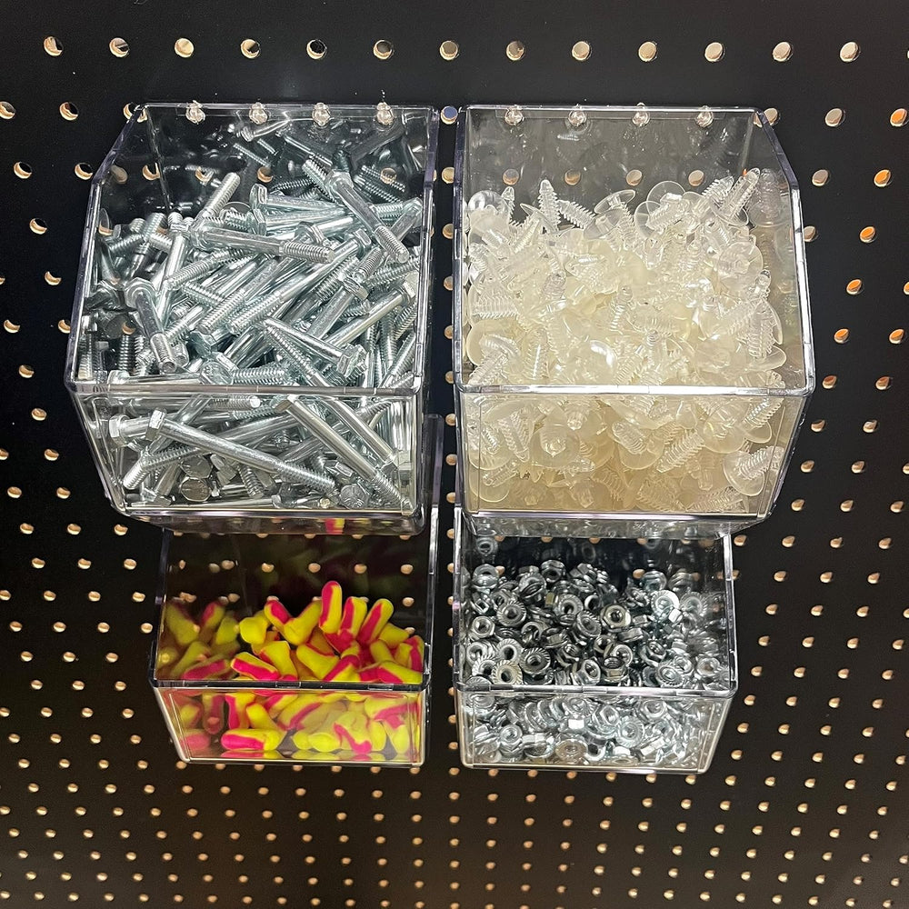 Clear Acrylic Pegboard Bins, 4-Pack, Snap-On Storage Cups for Standard Pegboa...