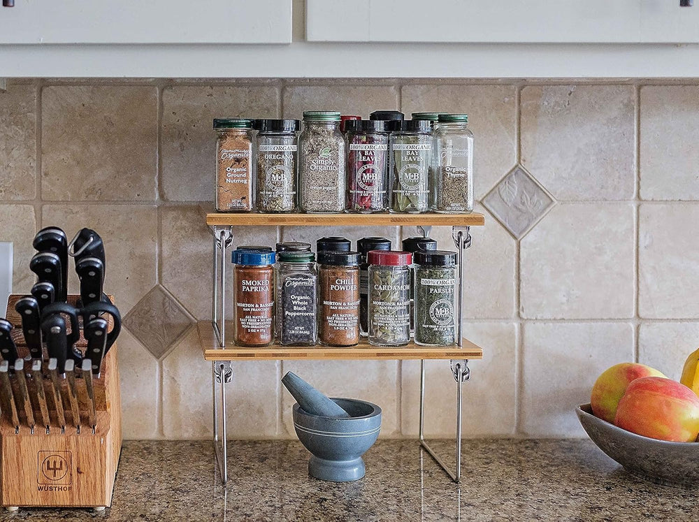 Internet's Best Stacking Utility Shelf, Bamboo 2-Tier Cabinet Organizer, ...