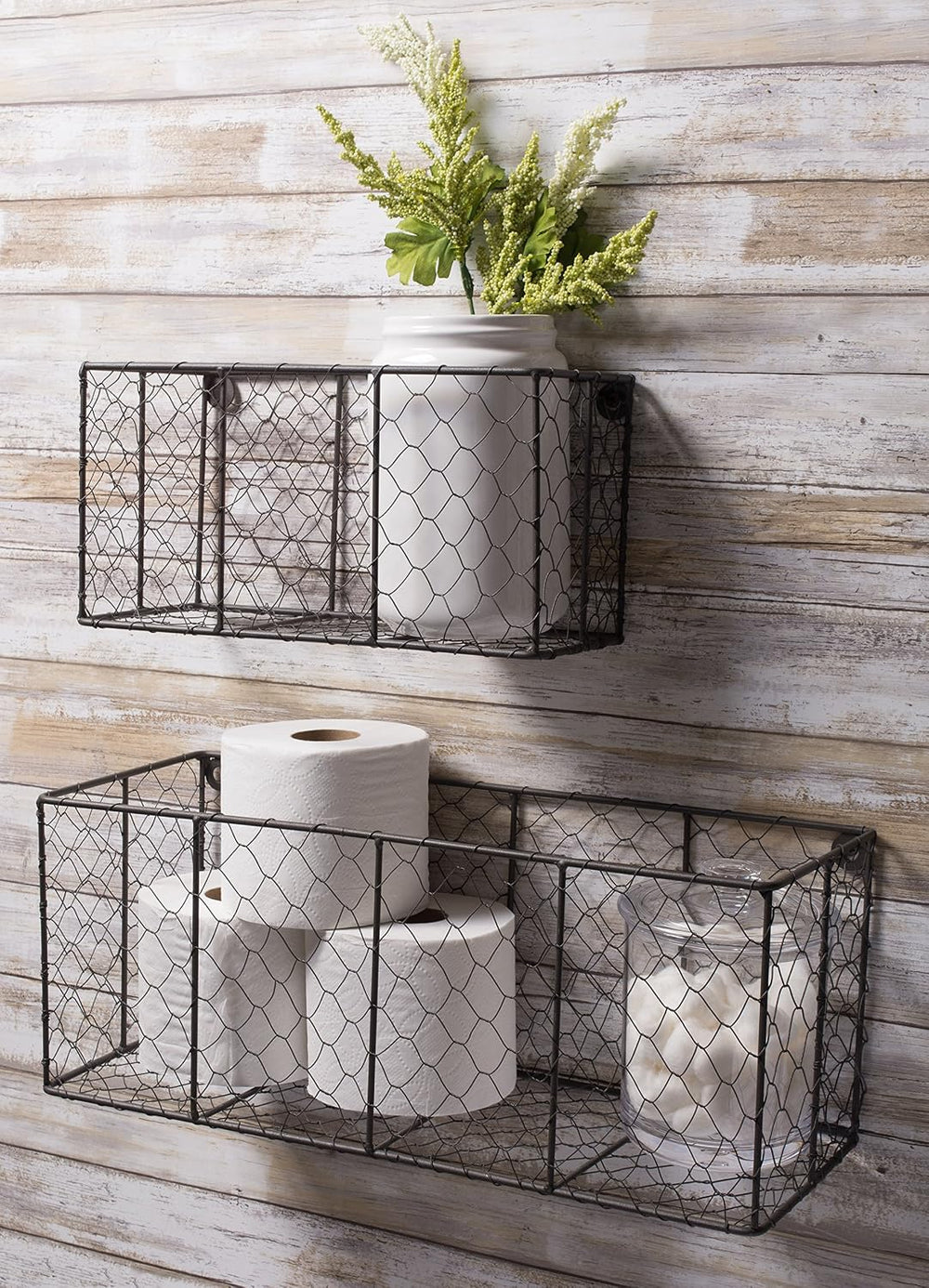 DII Chicken Wire Collection Farmhouse Vintage Wall Baskets, Small Basket, Vin...
