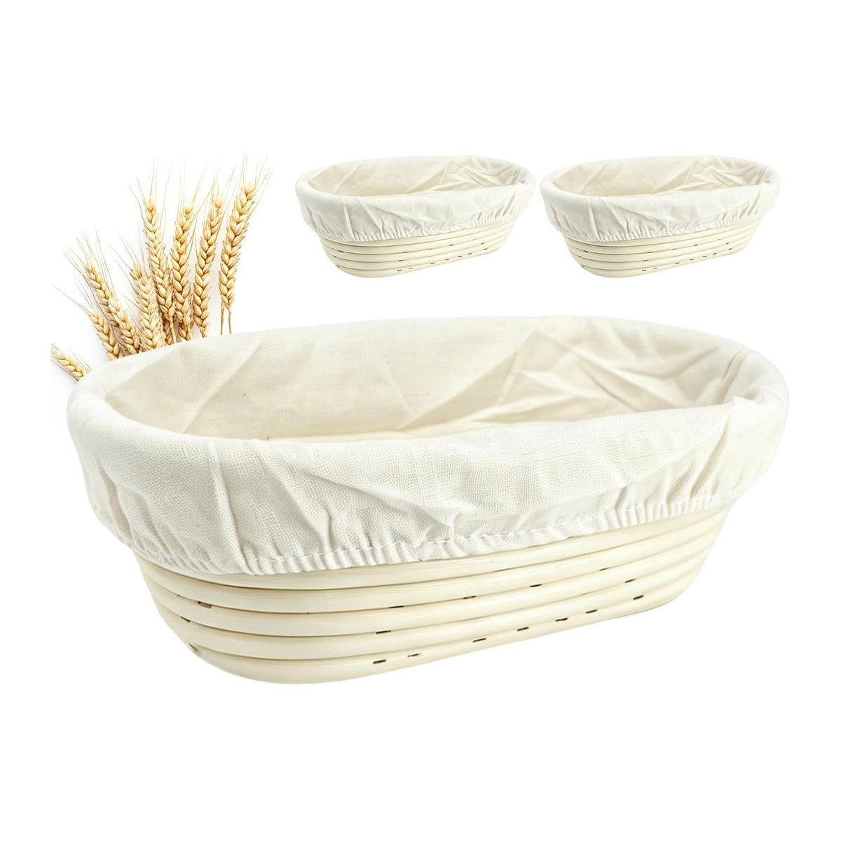 10 Inch banneton bread proofing basket, Set of 6 Natural Rattan Bread Proofing Basket with Linen Liners, Splinters-Free Handmade Brotform for Sourdough, Home & Professional Baking