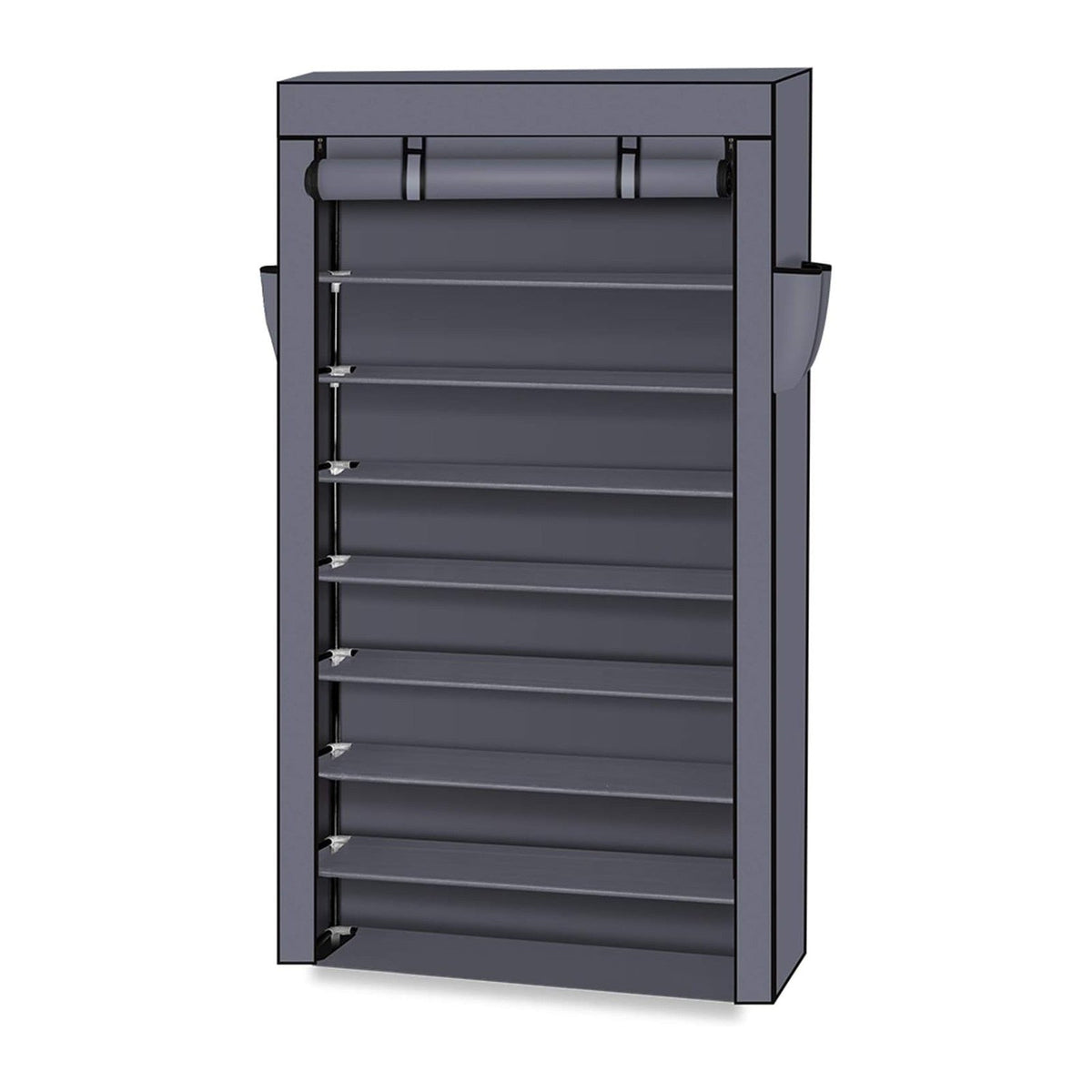 10 Tier Shoe Rack with Dustproof Cover Shoe Shelf Storage Organizer, Widen Shoe Storage Shelf for 40-45 Pairs of Shoes (Grey)