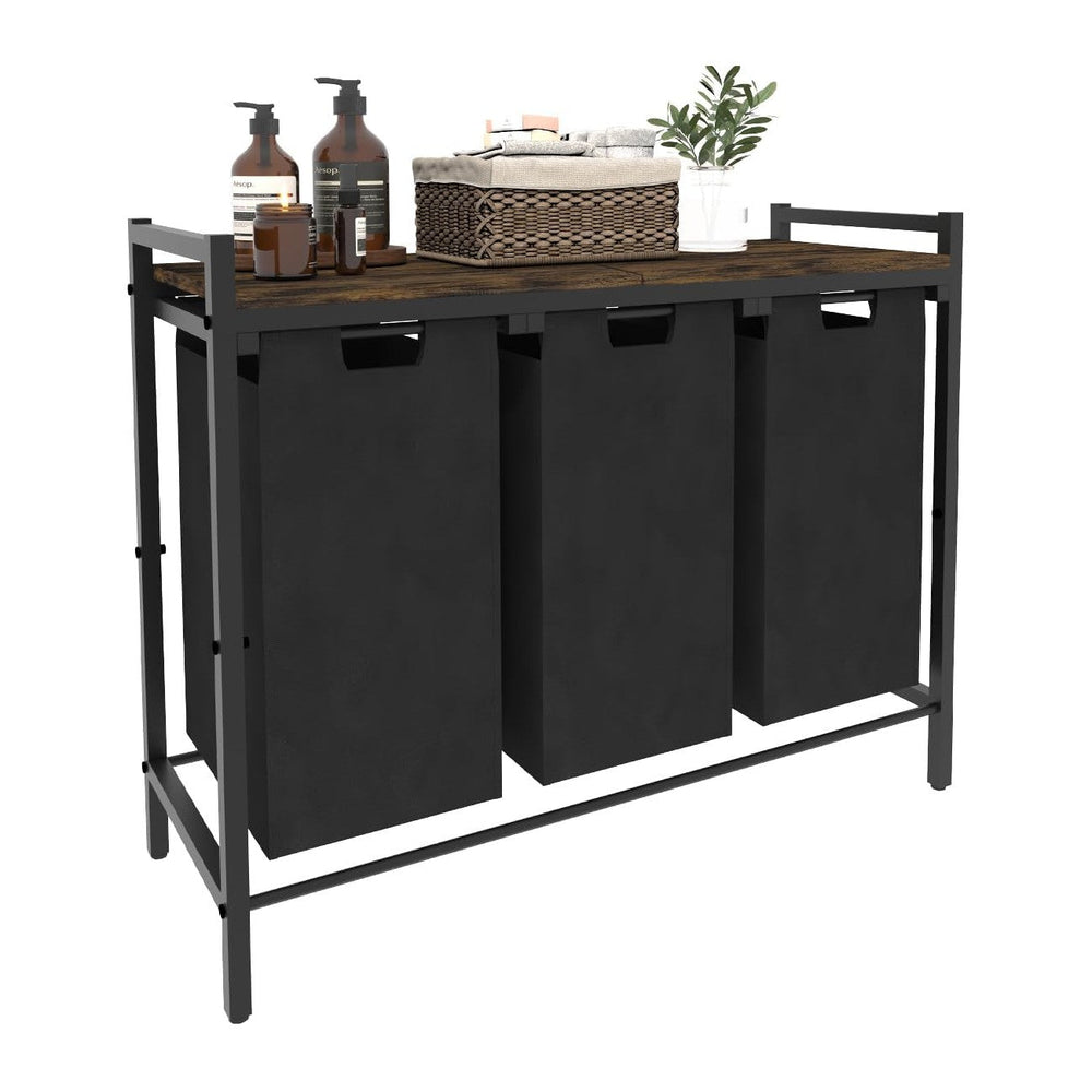10 x 3 Gal Large Laundry Hamper, Rustic Brown and Black
