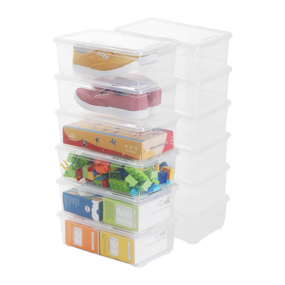 12 Pack 6Qt Shoe Storage Box Clear Plastic Storage box with Lid
