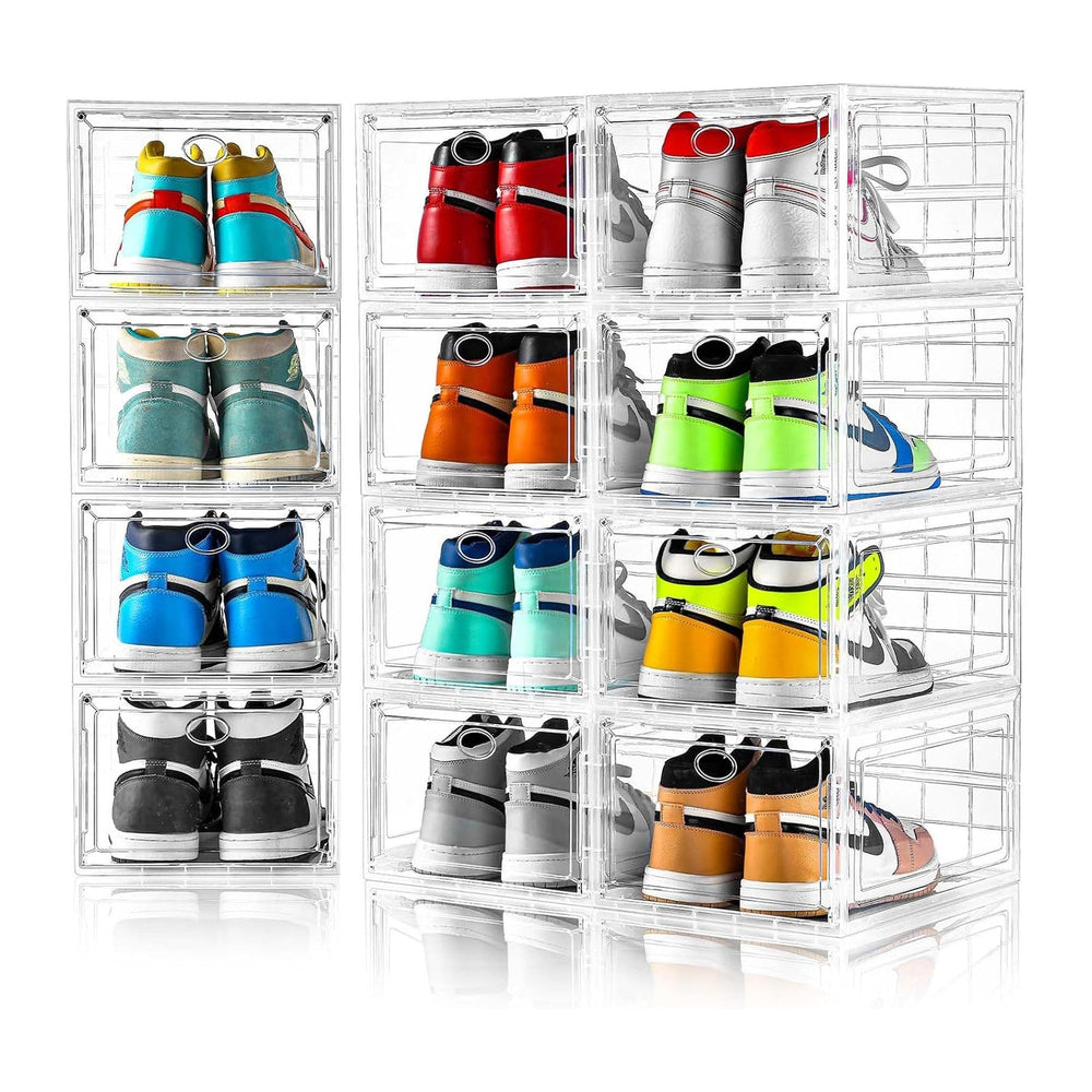 12 Pack Clear Shoe Boxes Stackable, Shoe Storage Boxes