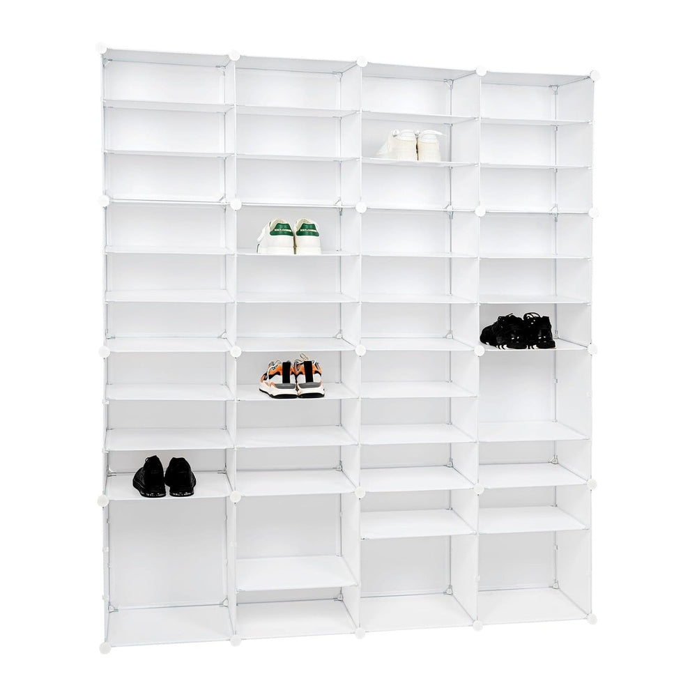 12-Tier Stackable Shoe Rack Cabinet: 92 Pairs Shoe Storage Organizer, White, ...