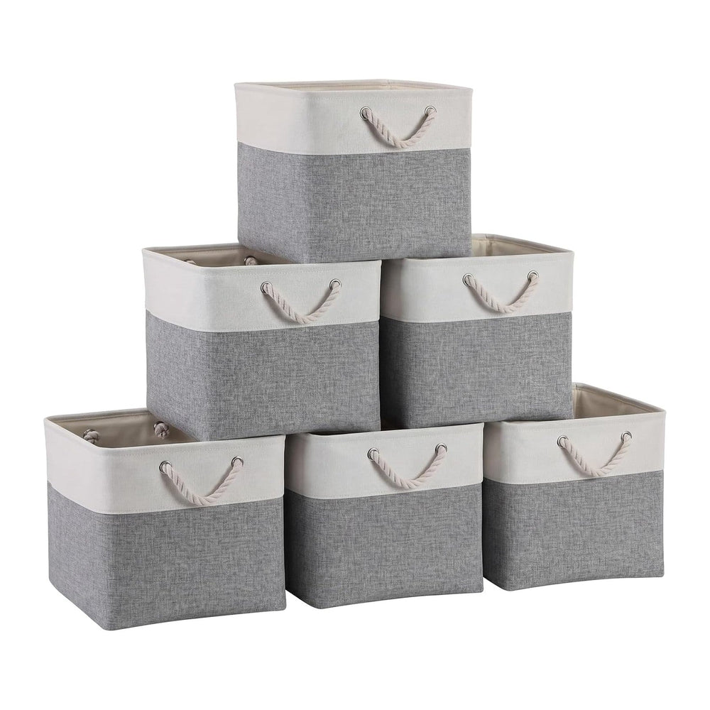 13×15×13 Inch Foldable Fabric Storage Basket with Handles (6 Pack)