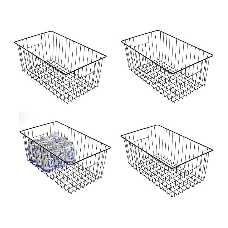 16inch Freezer Wire Storage Organizer Baskets, Household Refrigerator Bin (4p...