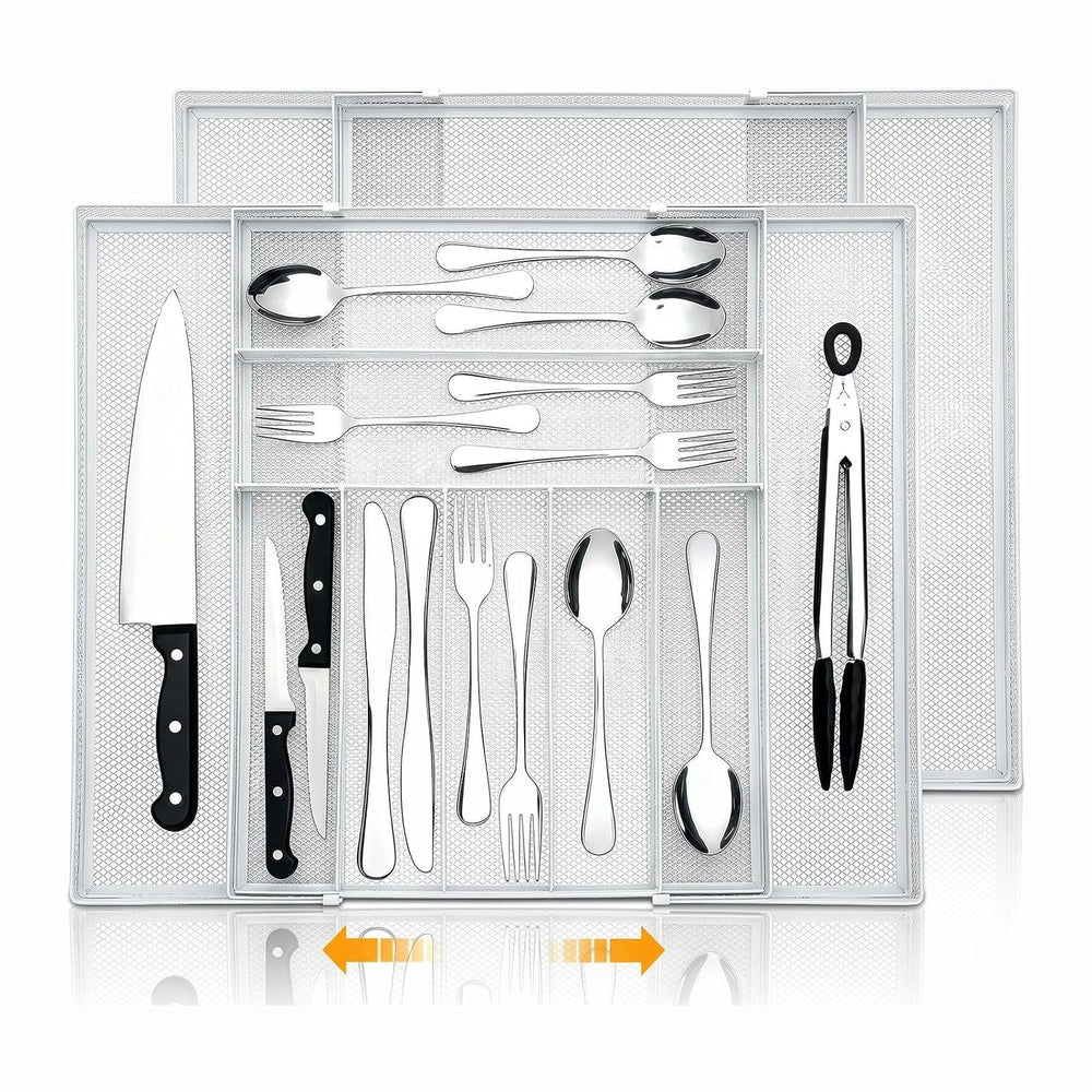 2 Pcs Utensil Drawer Silverware Organizer, Metal Mesh Expandable 13" 24&...