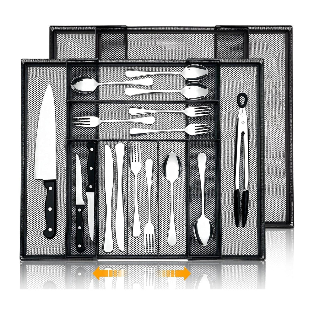2 Pcs Utensil Drawer Silverware Organizer, Metal Mesh Expandable 13" ~24...