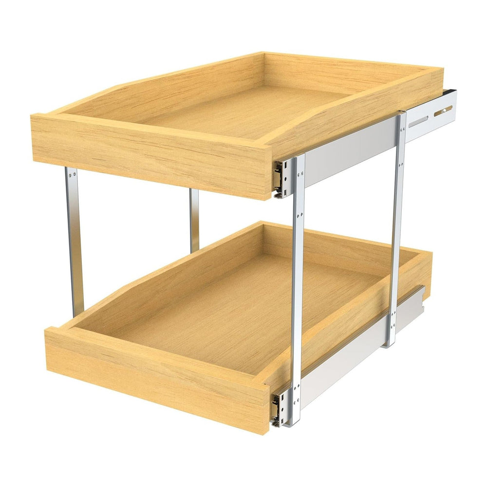 2 Tier Pull Out Cabinet Organizer, 17"W x 21"D Solid Wood Heavy-Dut...