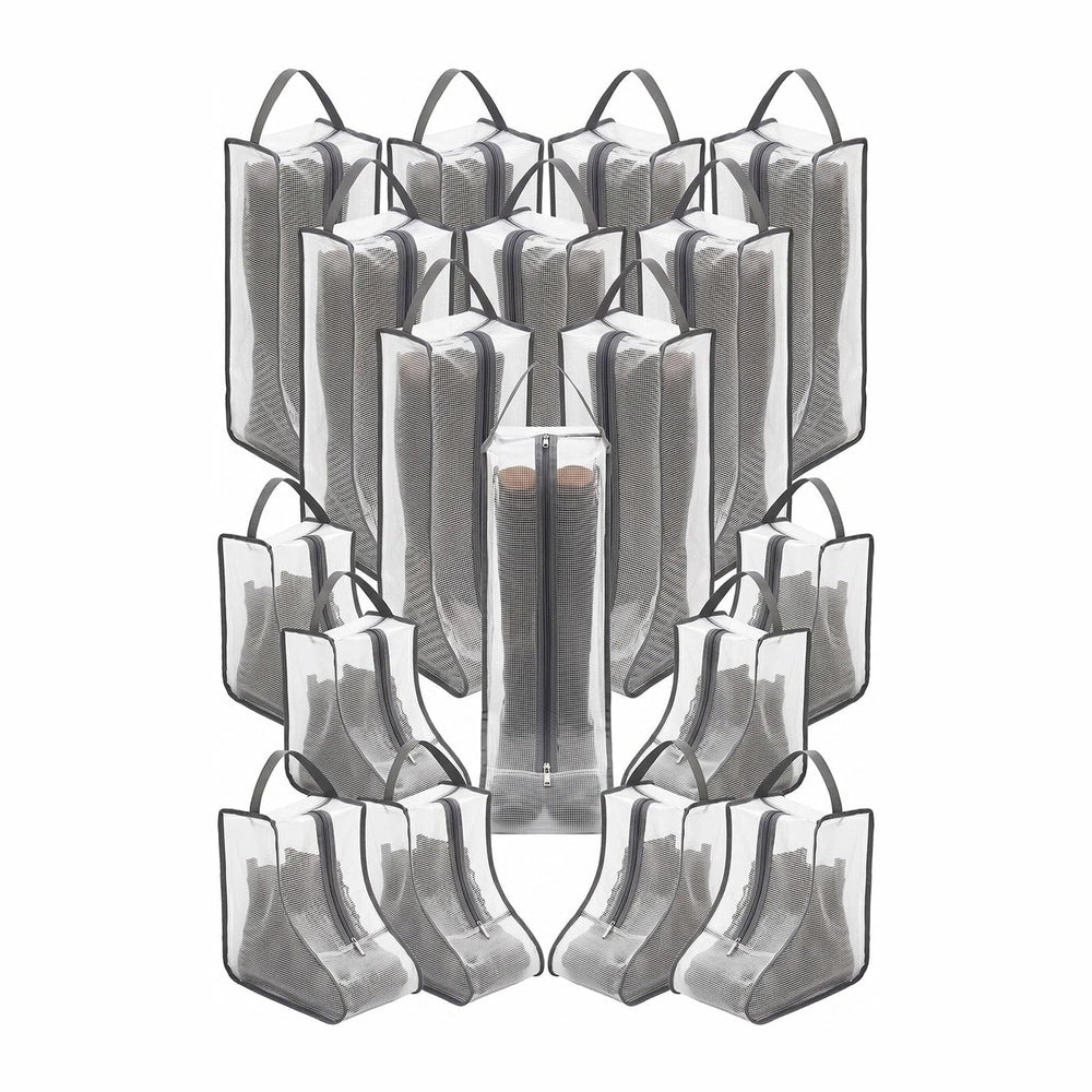 20 Pack Boot Storage Bags, Waterproof PVC Clear Shoe Bags with Zipper and Han...