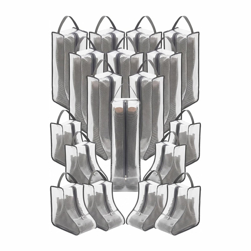 20 Pack Boot Storage Bags, Waterproof PVC Clear Shoe Bags with Zipper and Han...