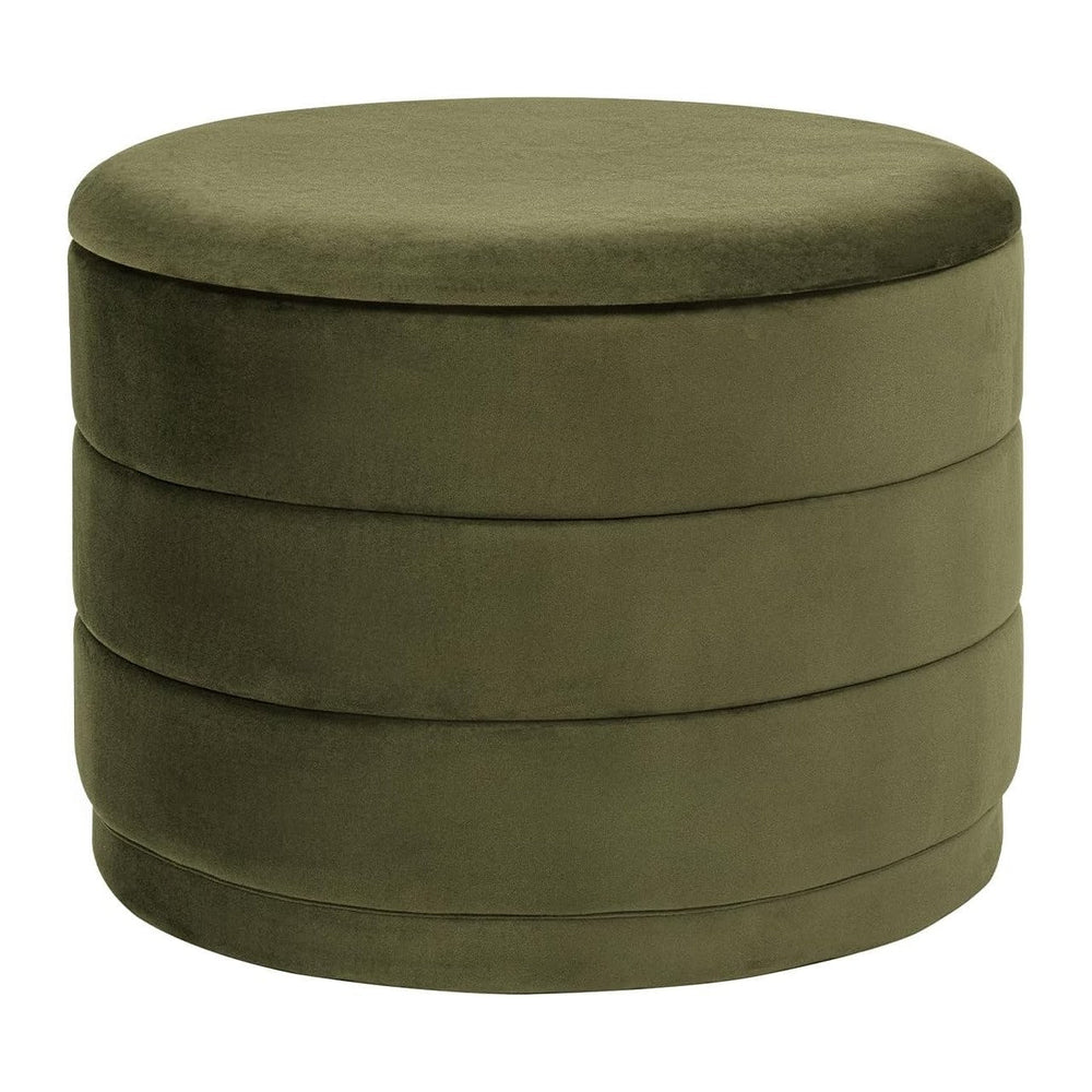 23" Round Velvet Storage Ottoman with Reversible Lid, Soft Padded Footre...