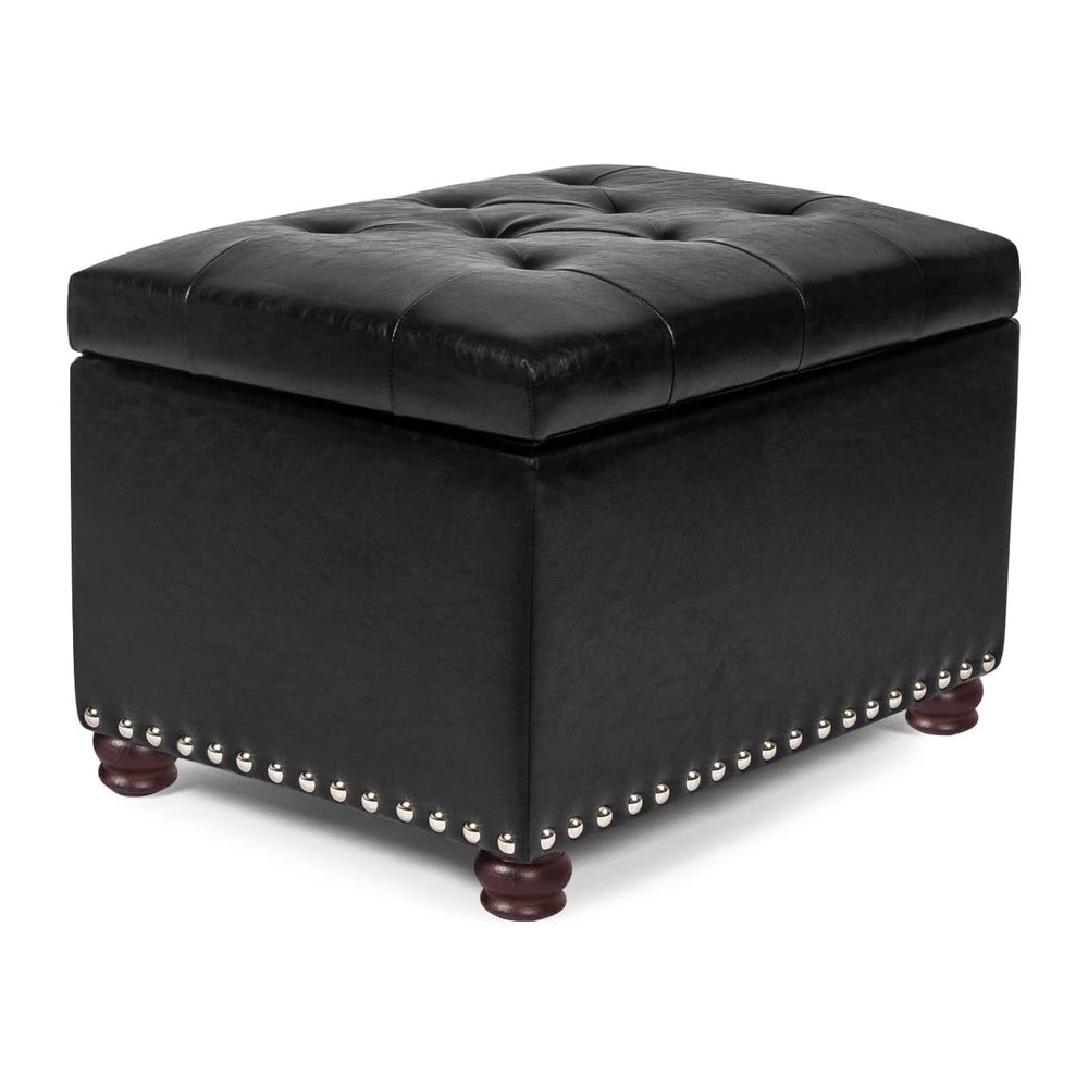 24'' Leather Storage Ottoman Rectangular Foot Rest Stool