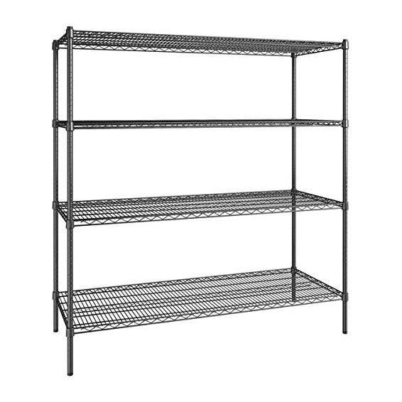 24" x 60" NSF Black Epoxy 4-Shelf Kit with 72" Posts, Commerci...