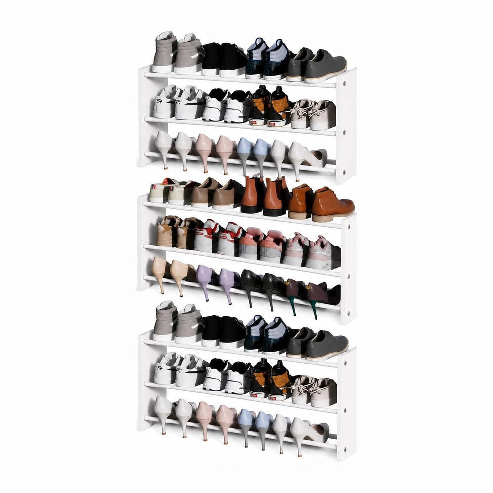 3 Pack 3 Tier Wall Mounted Shoe Rack, 17"-30"Adjustable Hanging Sho...