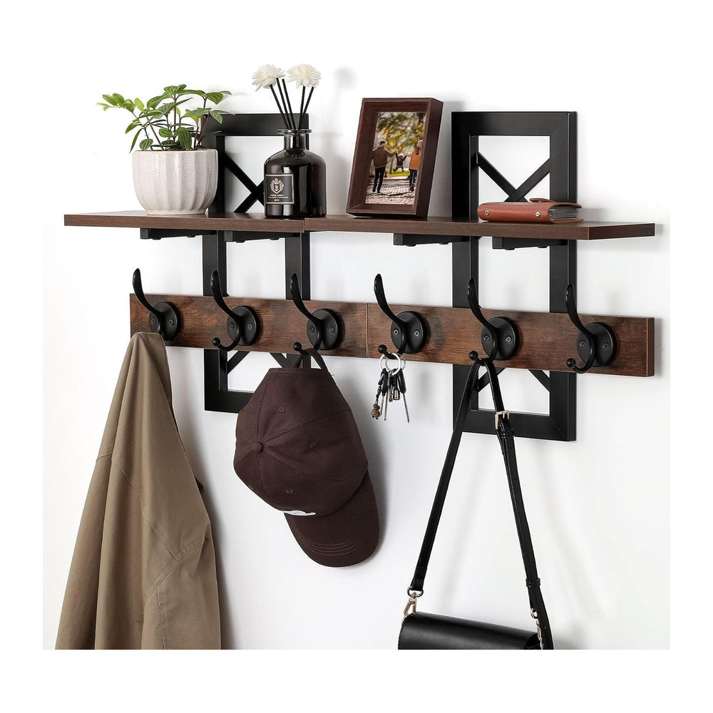 33.86" Wall Mounted Coat Rack with Shelf, Heavy Duty Entryway Wall Organ...