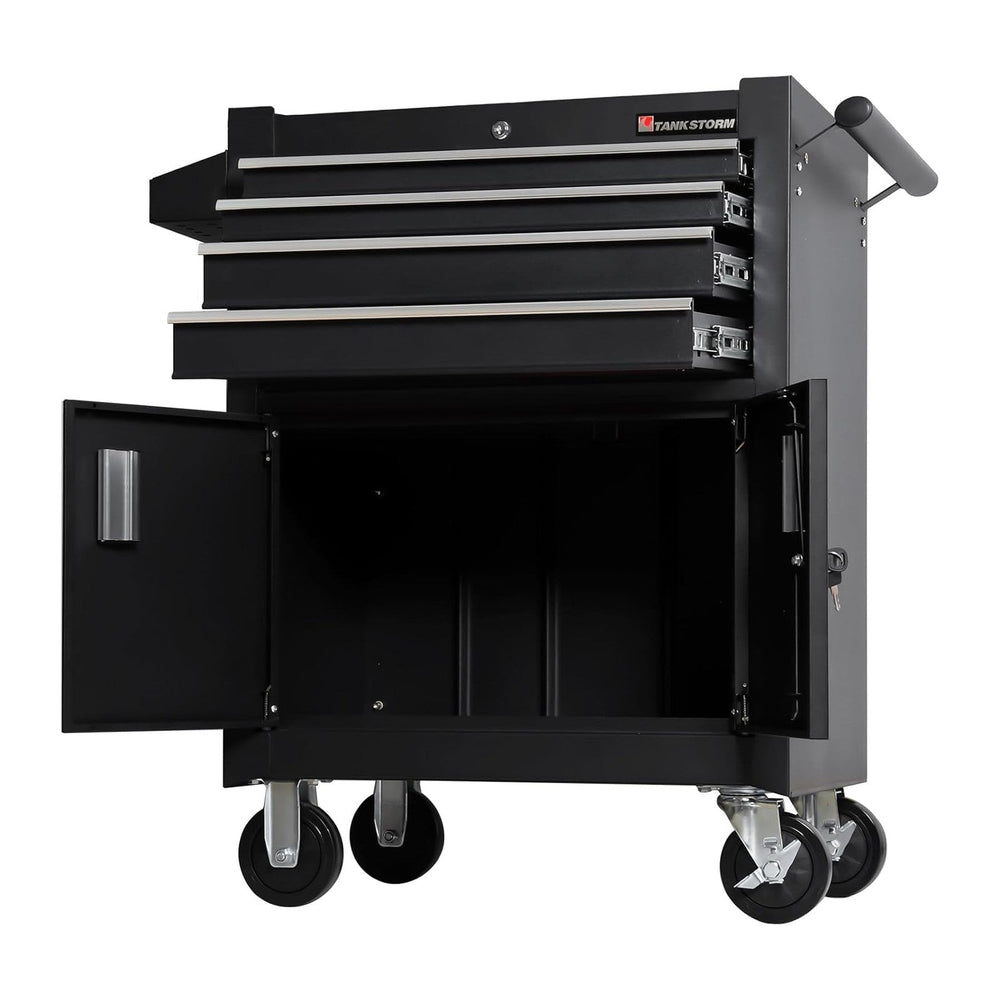 4-Drawer Rolling Tool Chest with Cabinet, Heavy Duty Metal Tool Box on Wheels...