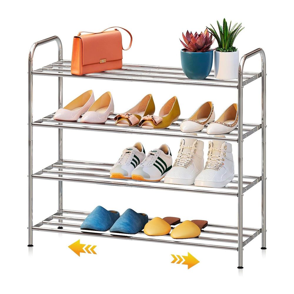 4-Tier Expandable Shoe Rack – Adjustable Heavy Duty Organizer Shelf | 100% St...