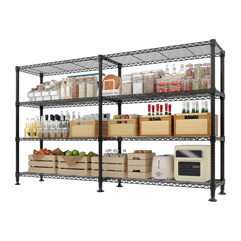 4-Tier Metal Storage Shelves, 70.8" W Heavy Duty Wire Shelving Unit