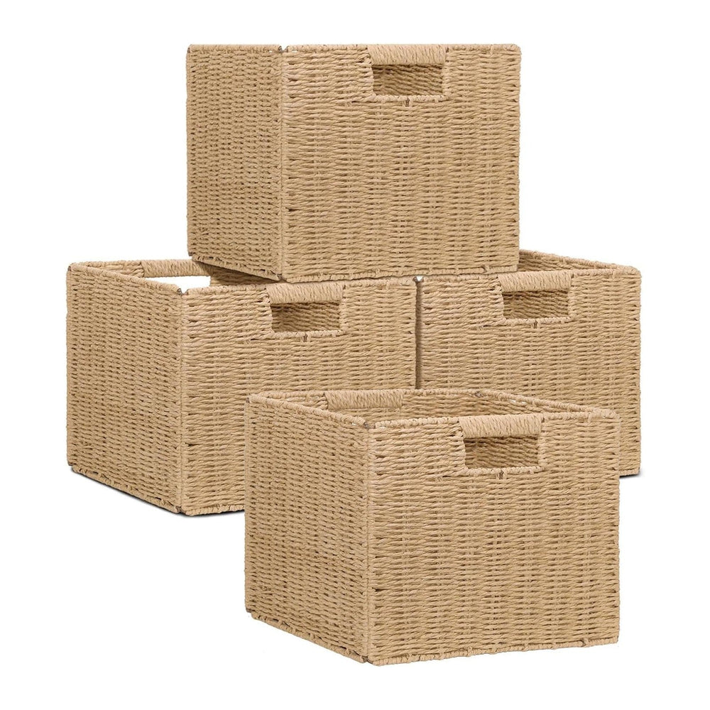 4Pcs Cube Storage Bin,Collapsible Storage Basket, Shelf Organizer with Insert...
