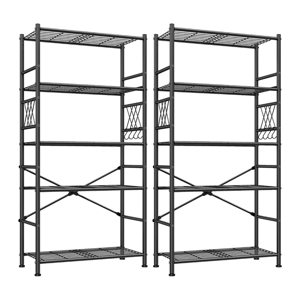 5-Storage Shelves Wire Shelving with Hooks, Metal Shelving Units Shelf Organi...