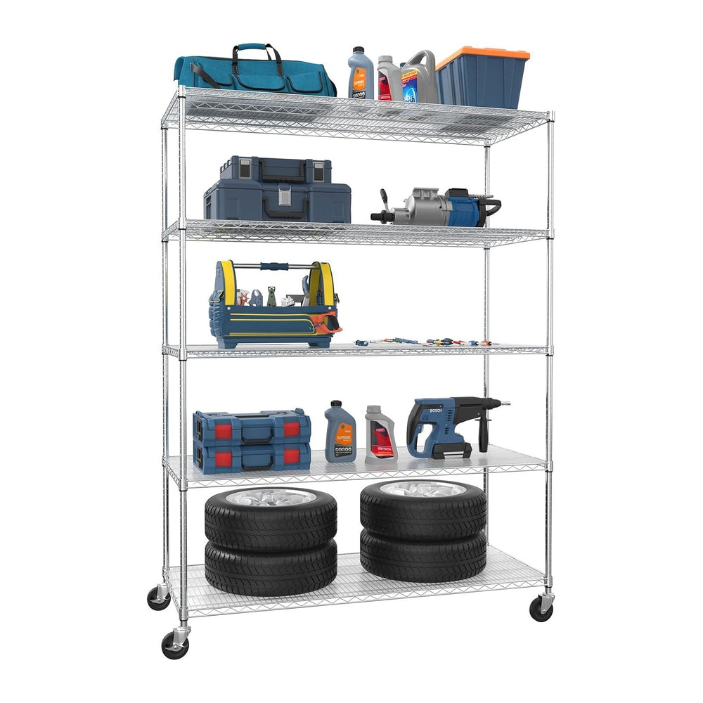 5 Tier NSF Wire Shelf Shelving Unit, 24 x 60 x 82 Inch 7500lbs Capacity Heavy...