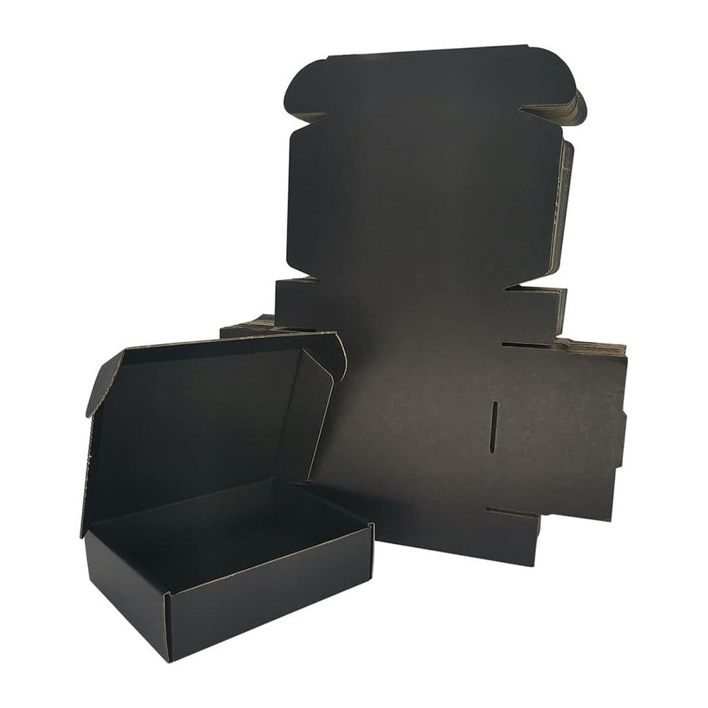 50 Pack 7x6x2'' Small Shipping Boxes, Black Corrugated Cardboard Mail...