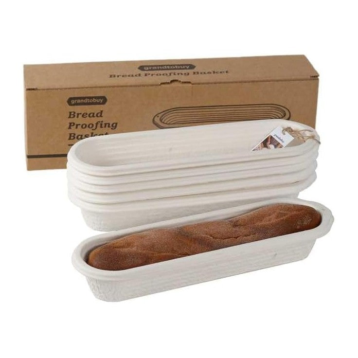 6-Pack 15 Inch Long Baguettes Proofing Basket Sourdough Banneton with Liner
