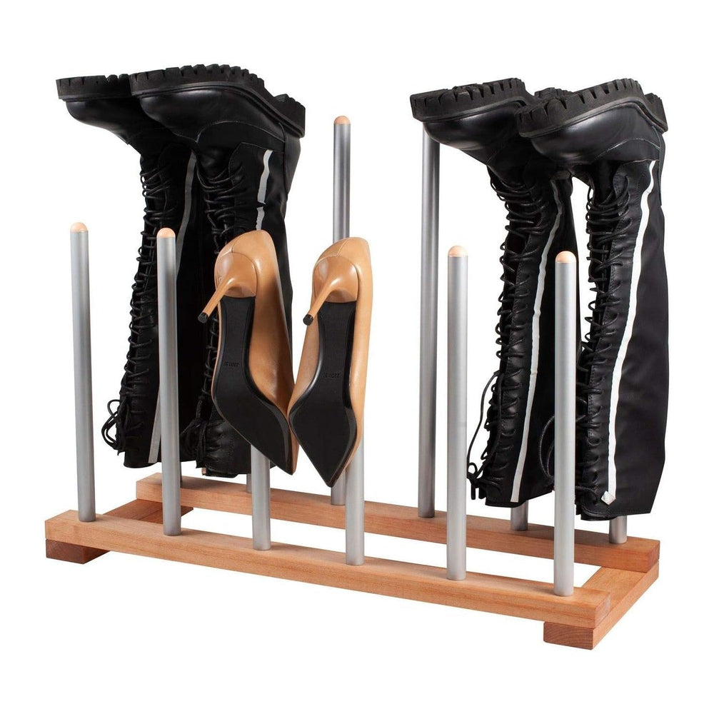 6 Pairs Birch Wood Boot Rack Free Standing Organizer, Easy to Assemble, Woode...