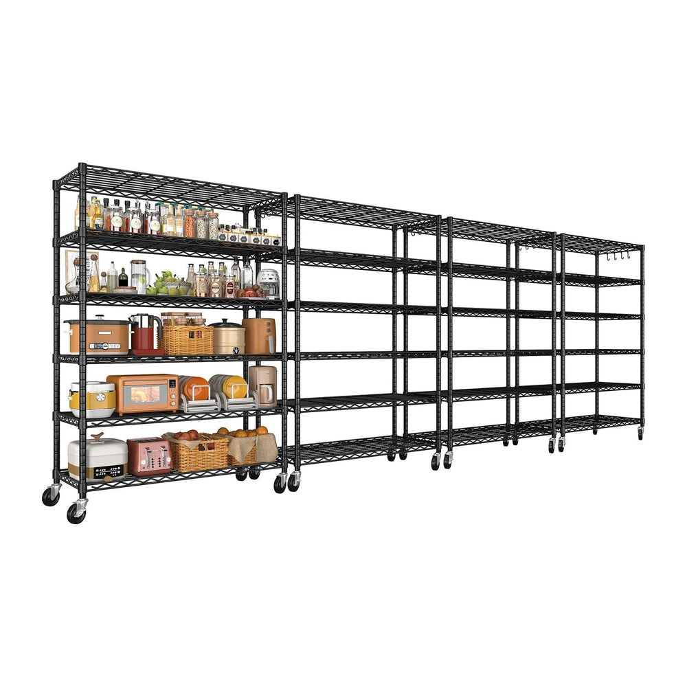 6 Tier 36" W x 16" D x 79" H Rolling Wire Metal Storage Shelve...