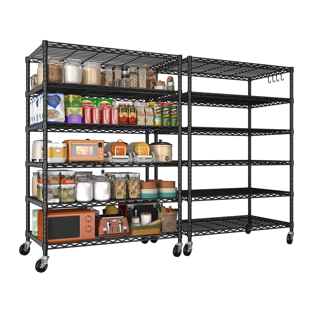 6 Tier 36" W x 18" D x 78" H Rolling Wire Metal Storage Shelve...