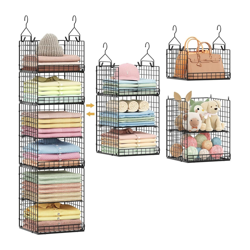 6 Tier Hanging Closet Organizers and Storage Stackable Hanging Closet Shelves...