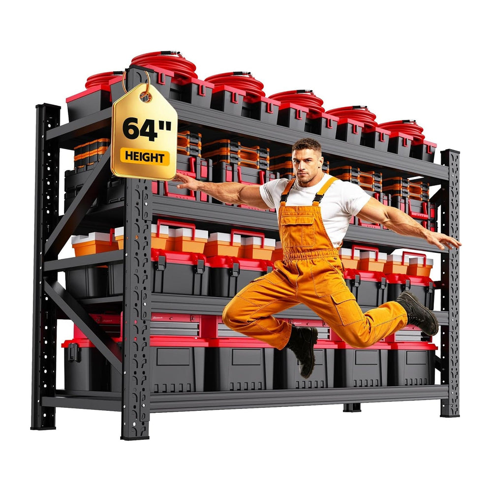 69" W Storage Shelves, 4T Adjustable Garage Shelving Unit, Rust Proof La...