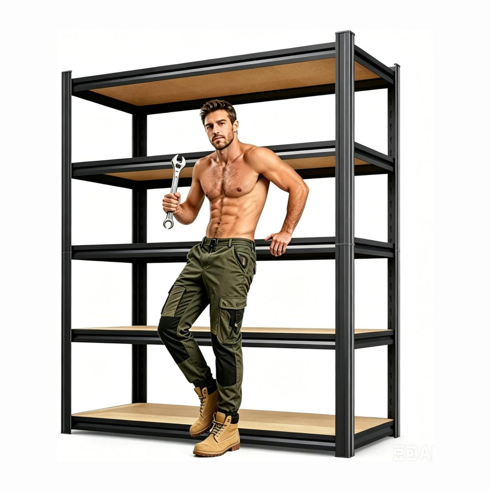 71.2" H Wood Garage Shelving,Adjustable Storage Shelves,5 Tier Standing ...