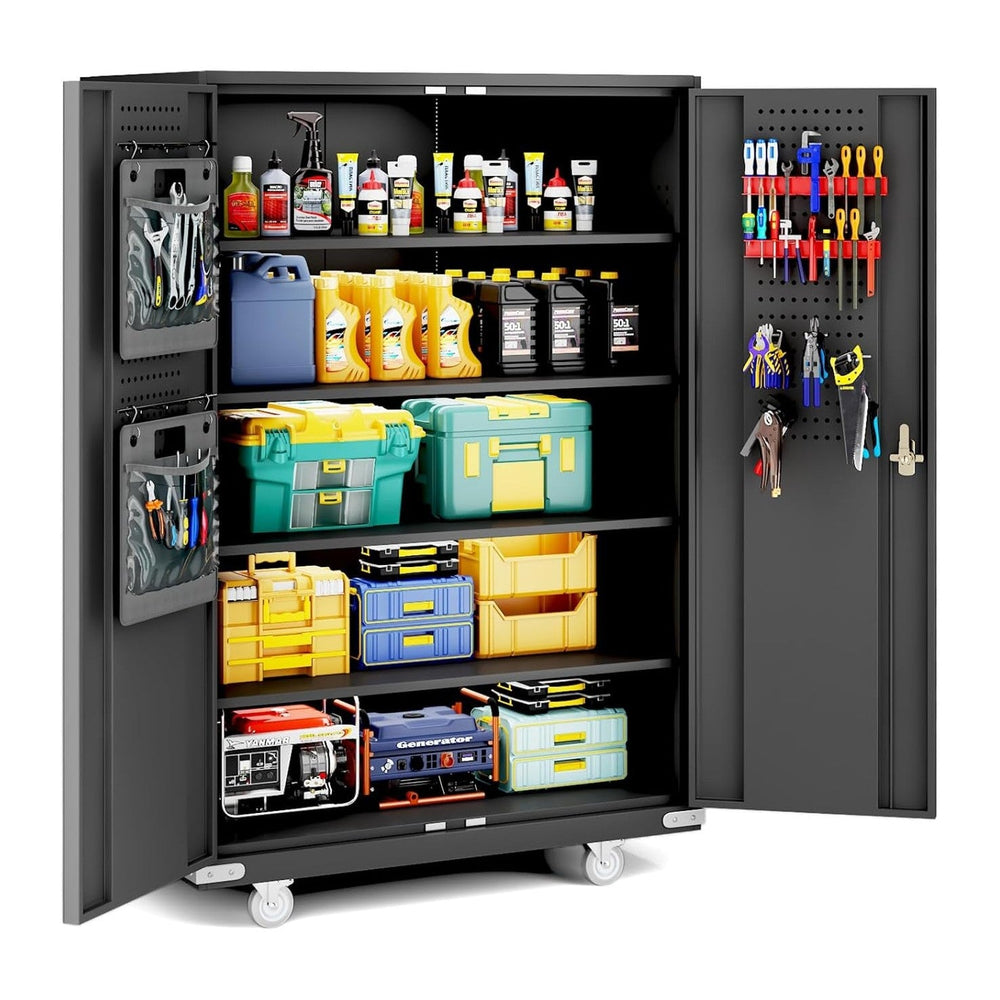 72''H Rolling Wide & Deep Metal Garage Storage Cabinet With Lock,...