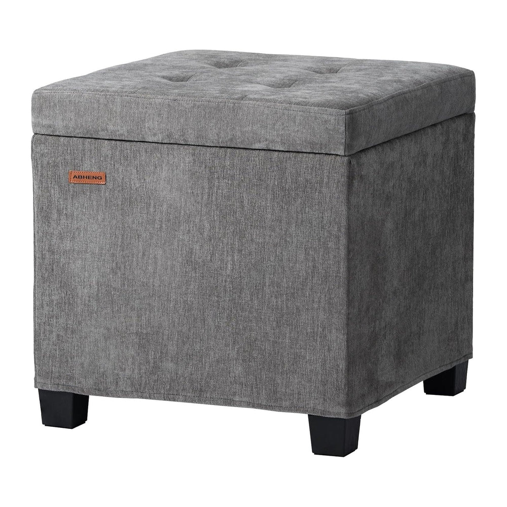 ABHENG Steel Frame Square Ottoman with Storage Gray UASND641G