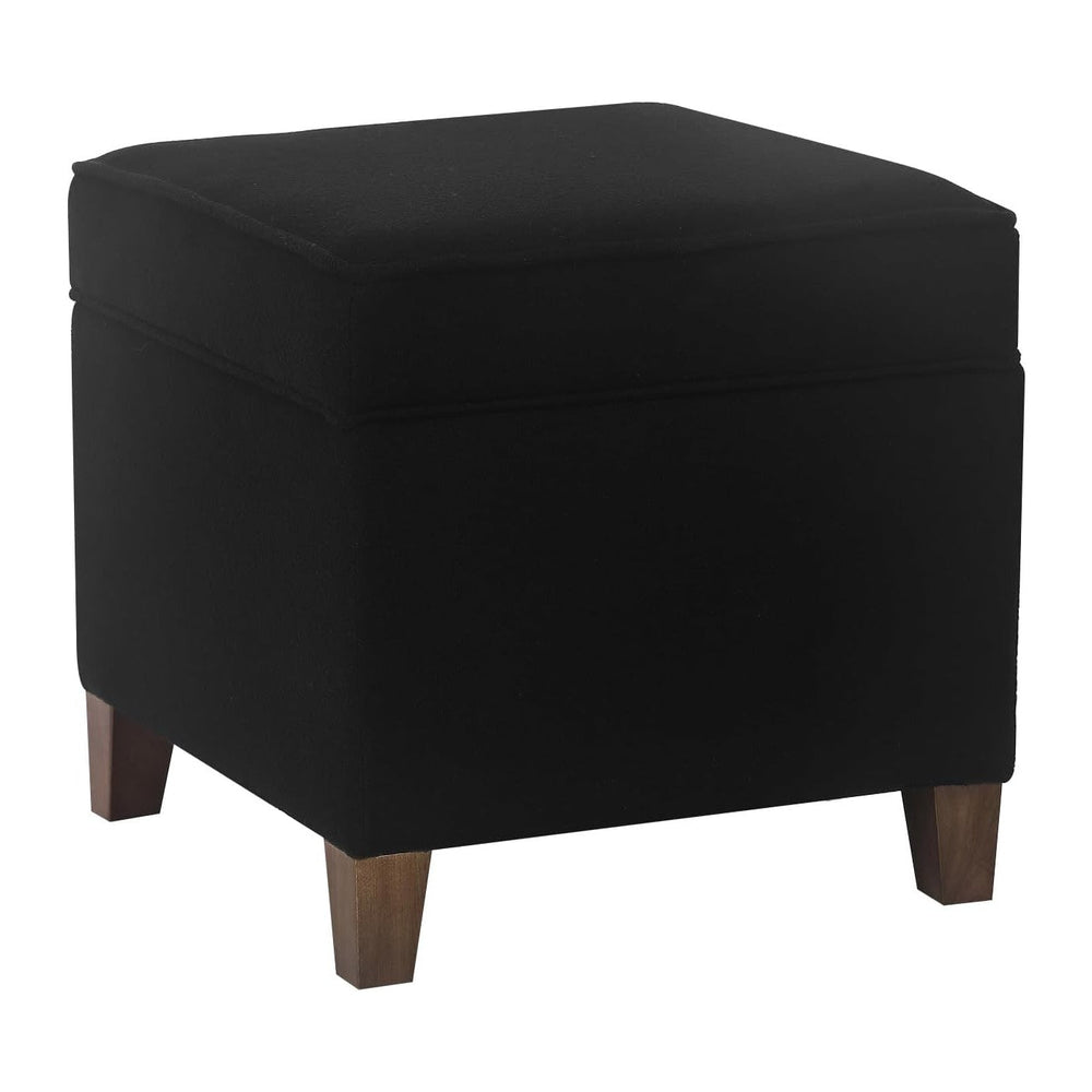 Adeco 17.5" Square Fabric Ottoman with Storage - Upholstered Cotton Line...