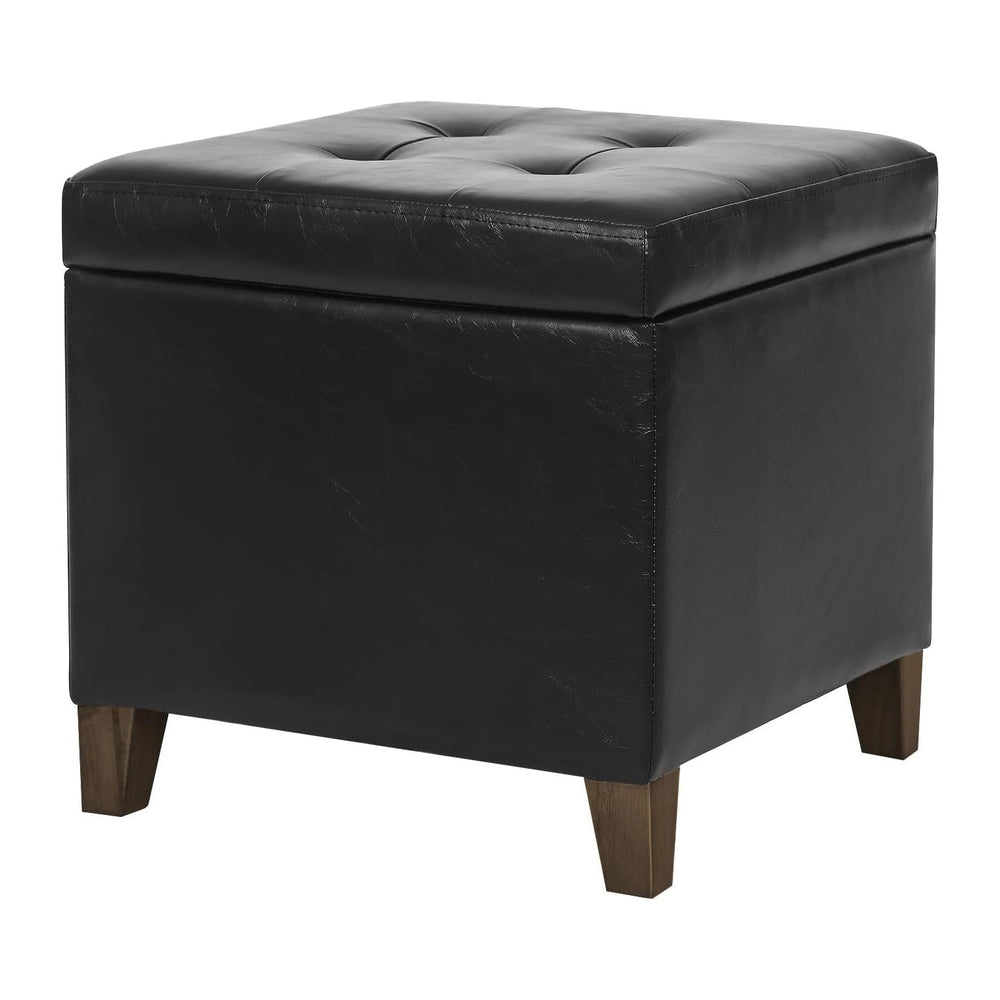 Adeco Faux Leather Storage Ottoman Bench