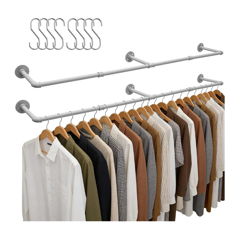 Aduanbang 65.7in Industrial Pipe Wall Mounted Clothes Rack, Heavy Duty Detach...